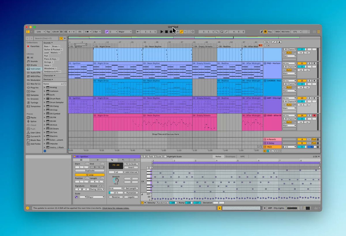 Pietro Schirano 发布的 GPT-6 Astra 音乐制作演示预览，画面为 Ableton 多轨工程