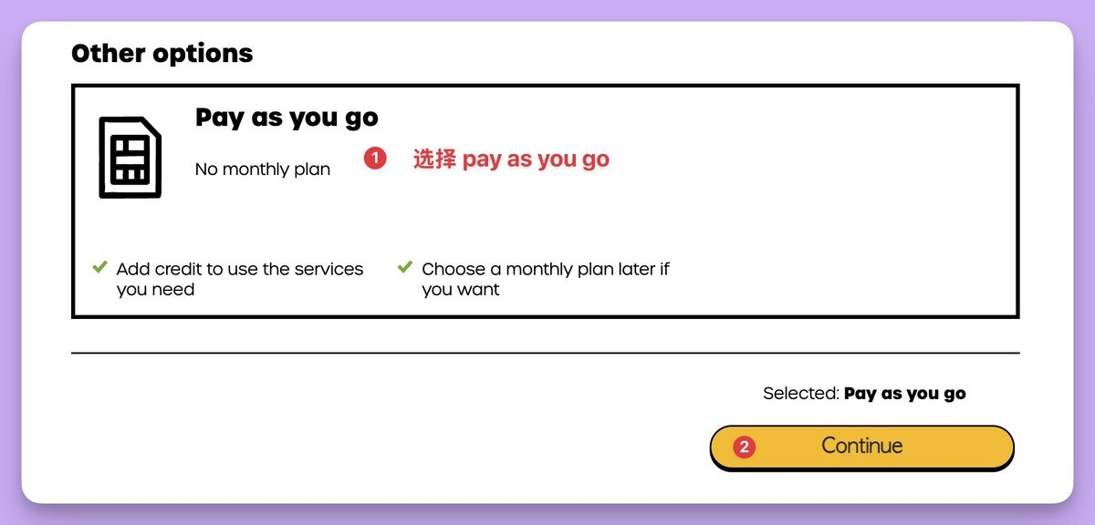 在 Other options 里选 Pay as you go